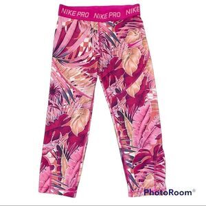 Girls Nike Pro Dri-Fit All Over Print Training Athletic Pants Capri Length Large